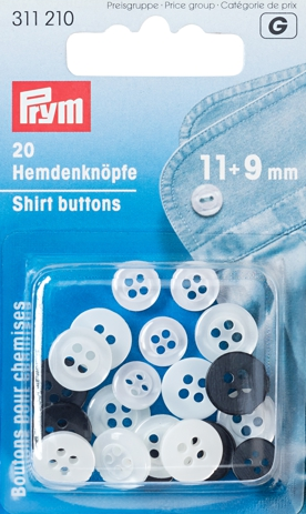 Hemdenknöpfe 11 + 9mm, 20 Stück