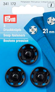 PRYM Annäh-Druckknöpfe, 21mm, schwarz