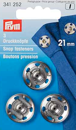 PRYM Annäh-Druckknöpfe, 21mm, silberfarbig