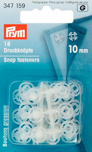 Annäh-Druckknöpfe 10 mm transparent, 18 Stk.