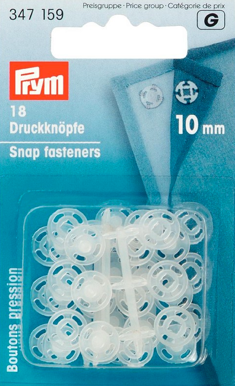 Annäh-Druckknöpfe 10 mm transparent, 18 Stk.