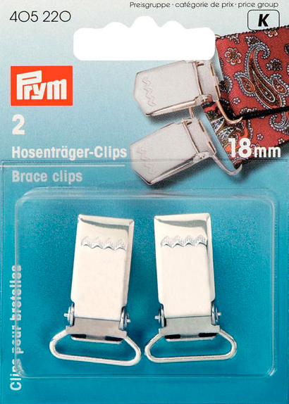 Hosenträger-Clips, 18mm, silberfarbig