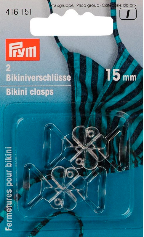 Bikiniverschluss Kleeblatt 15 mm transparent 2 Stk.