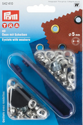 Ösen und Scheiben, 5,0mm, silberfarbig