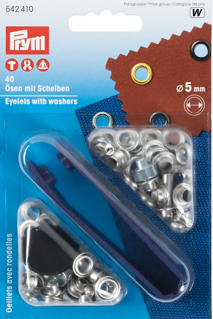 Ösen und Scheiben, 5,0mm, silberfarbig