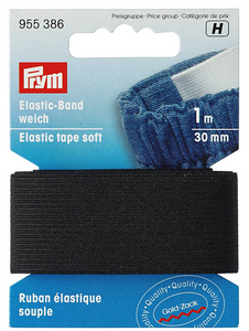 Elastic-Band, weich, 30mm, schwarz, 1m