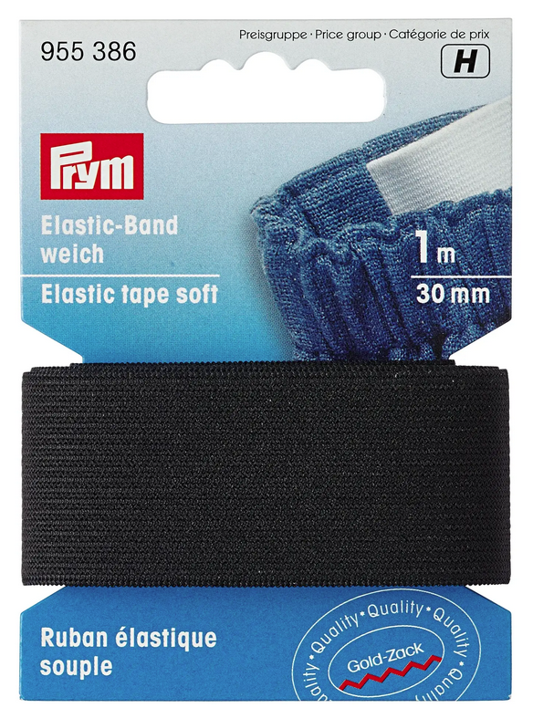 Elastic-Band, weich, 30mm, schwarz, 1m
