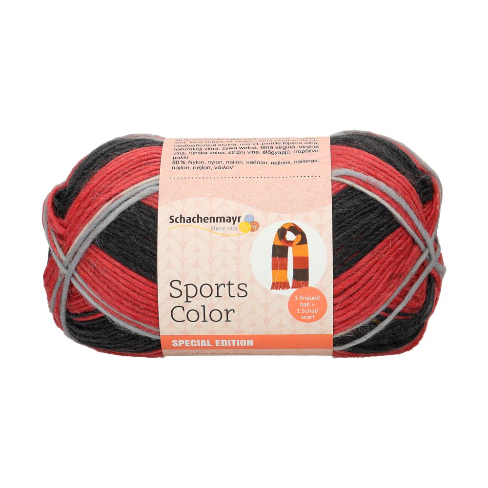Schachenmayr SportsColor 200g Schwarz-Rot-Gold